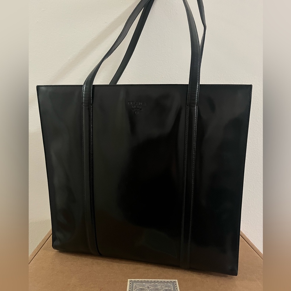 Vintage Black Prada Leather Tote - 1995